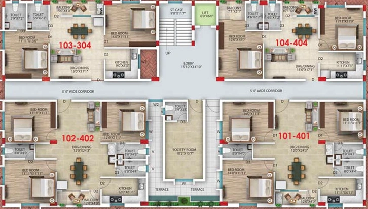 Floor Plan of Om Anand in Patia, Bhubaneswar - Image 156207