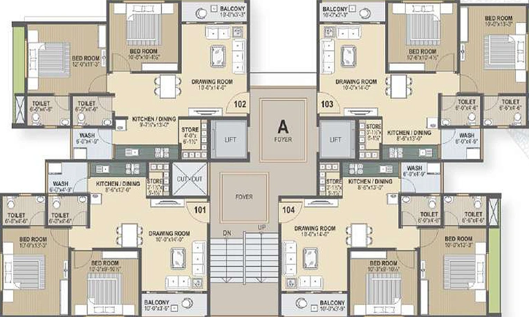Floor Plan of BT Vinayak Residency in Kalol, Gandhinagar - Image 156224