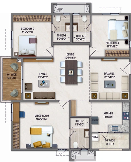3 BHK Flat in Ramky One Orion in Pocharam, Hyderabad - Image 745768