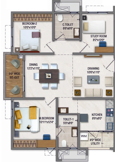 3 BHK Flat in Ramky One Orion in Pocharam, Hyderabad - Image 745765