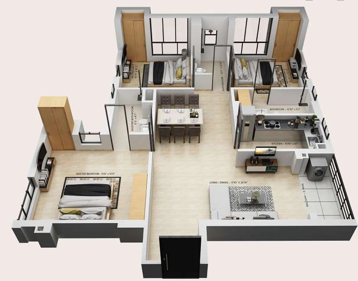 3 BHK Flat in Shivom Elysiya in Behala, Kolkata - Image 812432