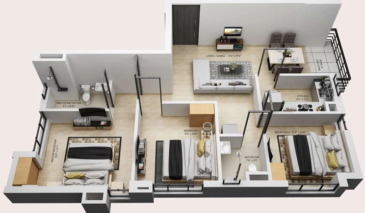 3 BHK Flat in Shivom Elysiya in Behala, Kolkata - Image 812434