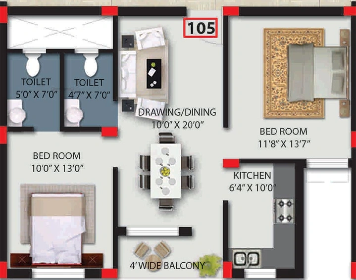 2 BHK Flat in AA Highway Heights in Hanspal, Bhubaneswar - Image 812460