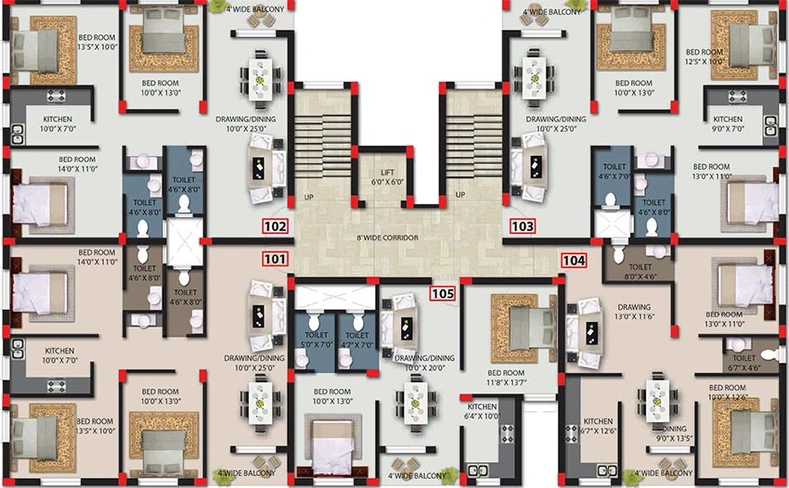 Floor Plan of AA Highway Heights in Hanspal, Bhubaneswar - Image 157132
