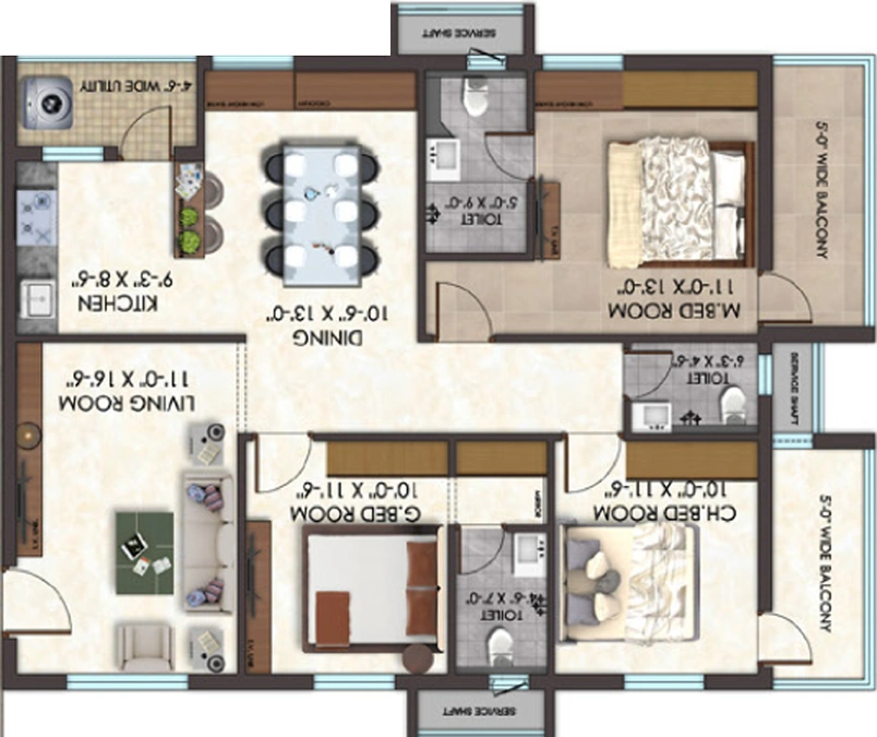 3 BHK Flat in Udaya Skyvert in Uppal, Hyderabad - Image 744942