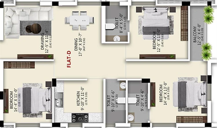 3 BHK Flat in Sahej Grand in Chandrasekharpur, Bhubaneswar - Image 812508