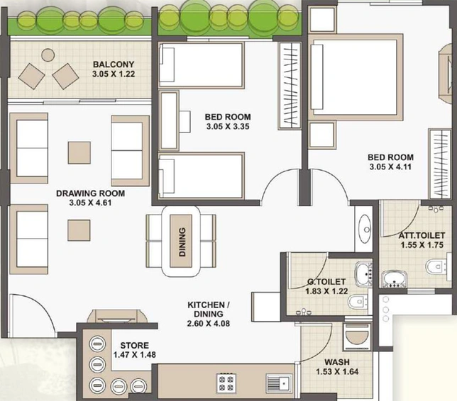 2 BHK Flat in Ashtavinayak Brij Orchid in Vavol, Gandhinagar - Image 812514