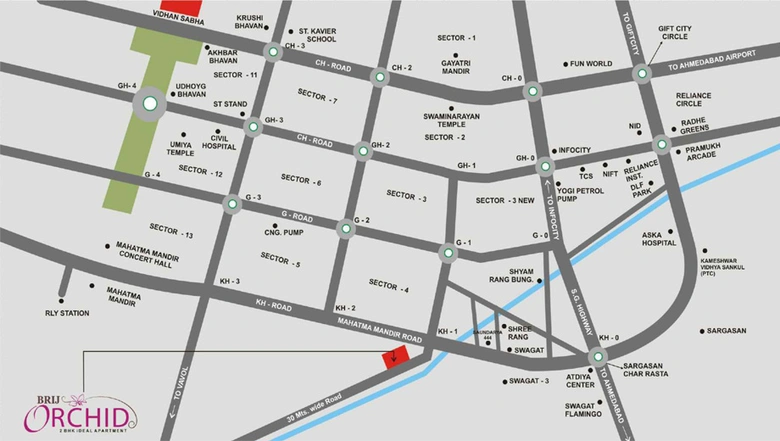 Location of Ashtavinayak Brij Orchid in Vavol, Gandhinagar - Image 157281