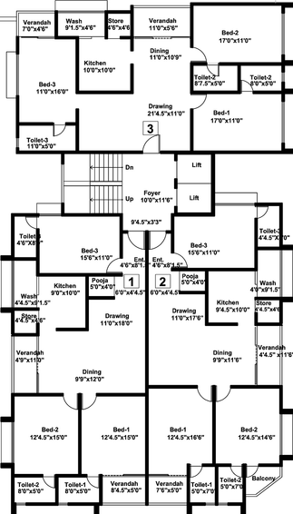 Floor Plan of Lakshya Elite 18 Square in Navrangpura, Ahmedabad - Image 158330