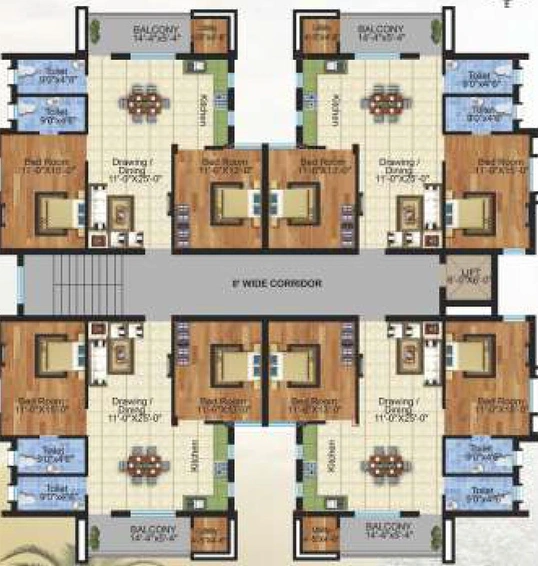 Floor Plan of Sidhivinayak Residency in Bapuji Nagar, Bhubaneswar - Image 158410