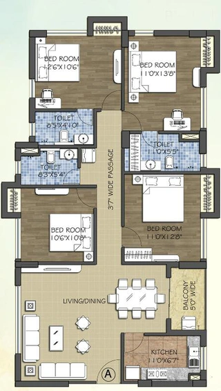 3 BHK Flat in Vinayak Blossom County in New Alipore, Kolkata - Image 812880