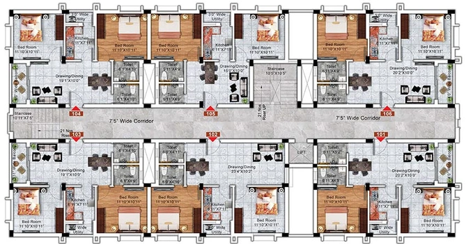 Floor Plan of Vision Pearl Barang in Phulnakhara, Bhubaneswar - Image 158663