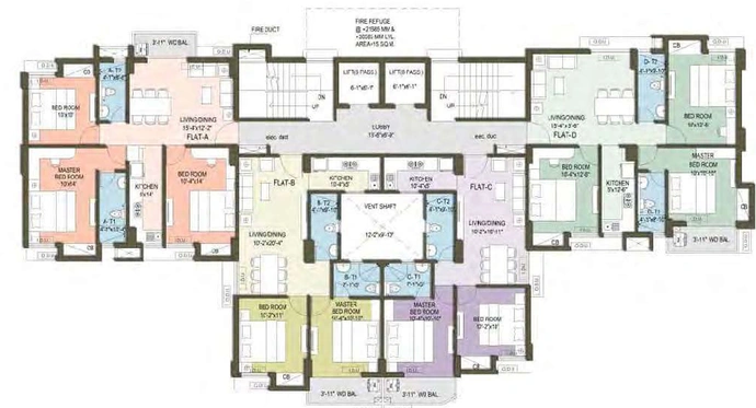 Floor Plan of Tirath Sunshine in Rajarhat, Kolkata - Image 158696