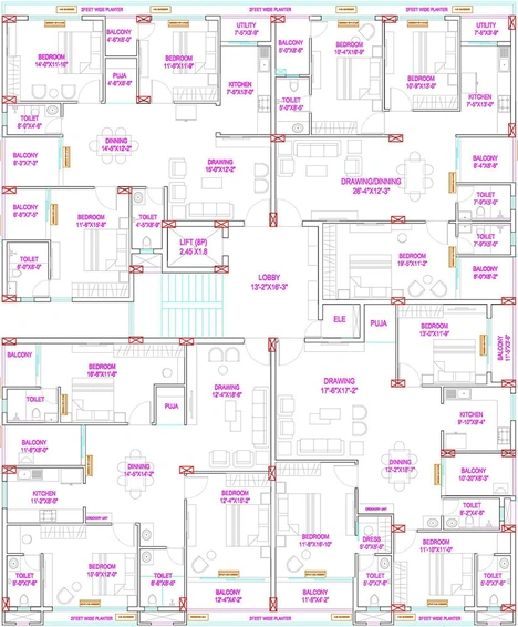 Floor Plan of Stalwart Paradise in BJB Nagar, Bhubaneswar - Image 158883