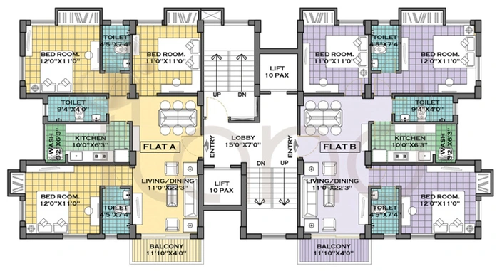Floor Plan of Merlin Iland in EM Bypass, Kolkata - Image 158896