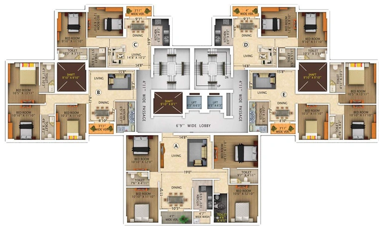 Floor Plan of Rajwada Royal Gardens in Narendrapur, Kolkata - Image 159046