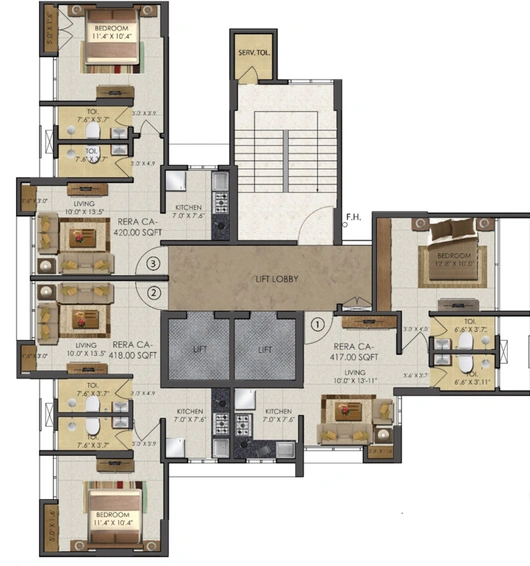 Floor Plan of Kiron Inspire in Parel East, Mumbai - Image 113812