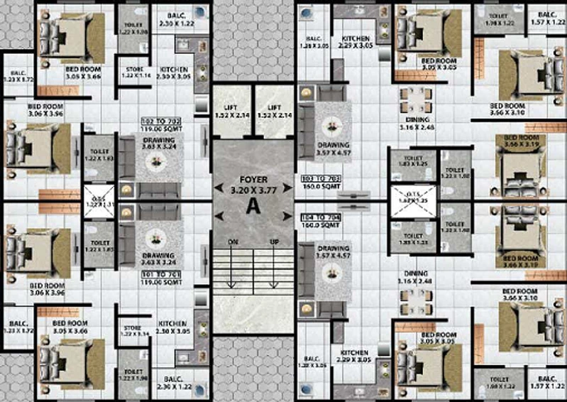 Floor Plan of Dhanvantari Jhalak Skyview in Nana Chiloda, Ahmedabad - Image 159179