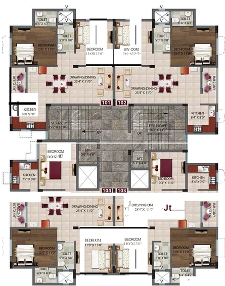 Floor Plan of Trishakti Vaishno Greens in Jatani, Bhubaneswar - Image 159344
