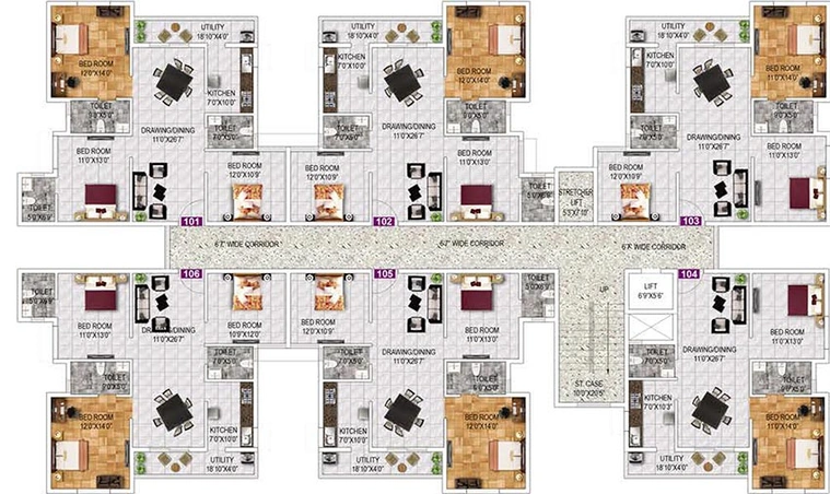 Floor Plan of Trishakti Vaishno Sai Sarovar Lilly in Ranga Bazar, Bhubaneswar - Image 159356