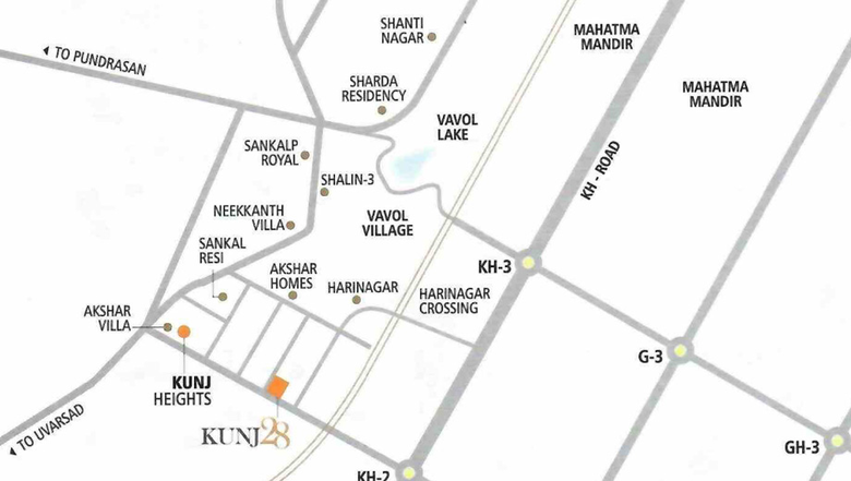 Location of Shreeji Kunj 28 in Vavol, Gandhinagar - Image 159432