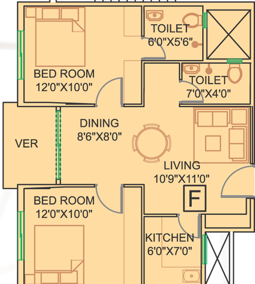 2 BHK Flat in GPS Meena Aurum Phase 3 in New Town, Kolkata - Image 813227
