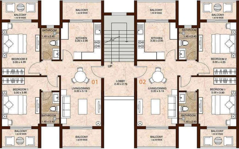 Floor Plan of Naroo La Palma Residences in Siolim, Goa - Image 159624