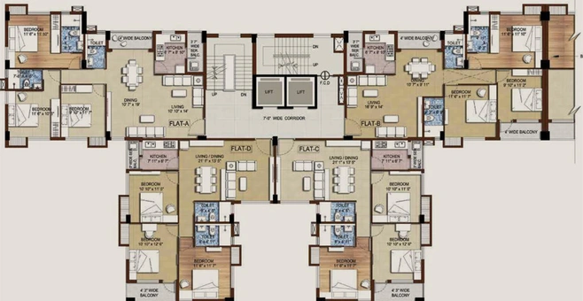 Floor Plan of Greenfield Elegance in Rajarhat, Kolkata - Image 159687