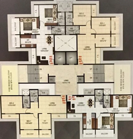 Floor Plan of Sairama Suites in Khanda Colony, Navi Mumbai - Image 159781