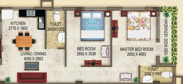 2 BHK Flat in Kwality Oasis in Rajarhat, Kolkata - Image 813351
