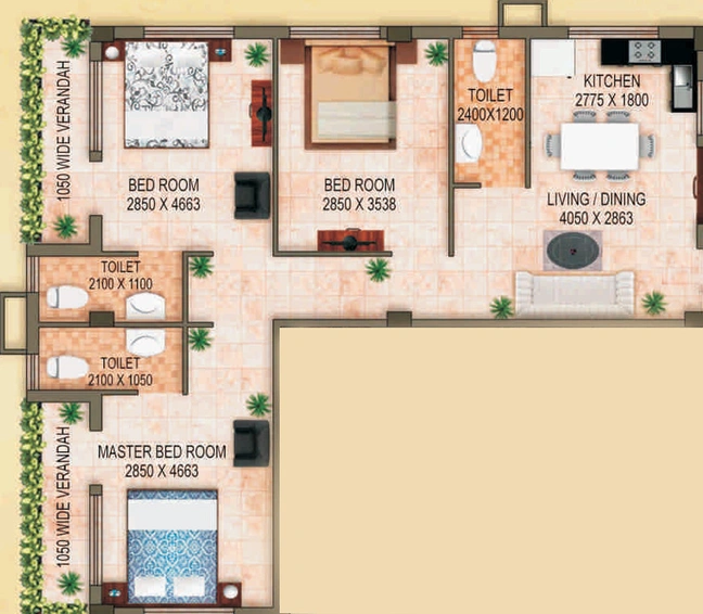 3 BHK Flat in Kwality Oasis in Rajarhat, Kolkata - Image 813352