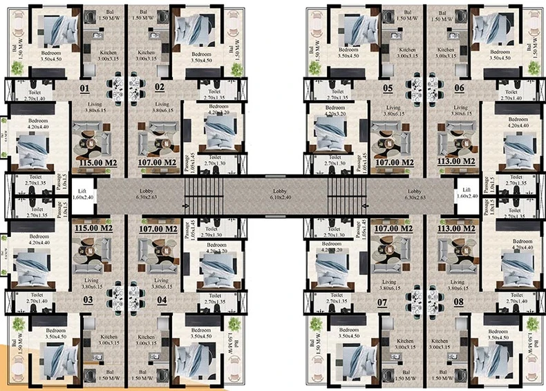 Floor Plan of MSK Ferns Residency in Merces, Goa - Image 159984