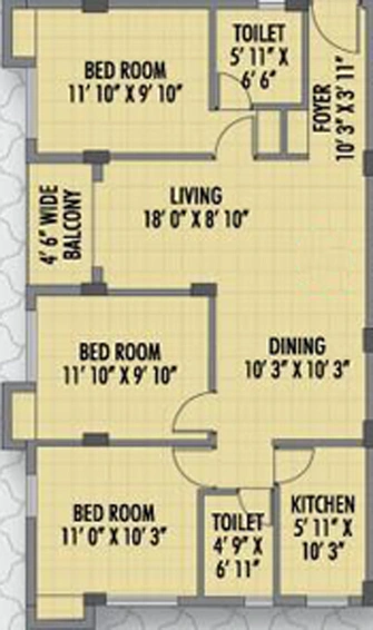 3 BHK Flat in Gurukul Lakeview in EM Bypass, Kolkata - Image 813401
