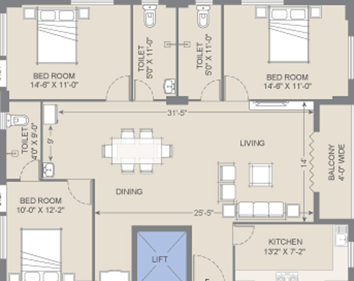 3 BHK Flat in Ditya Urban Mansion in Sovabazar, Kolkata - Image 813427