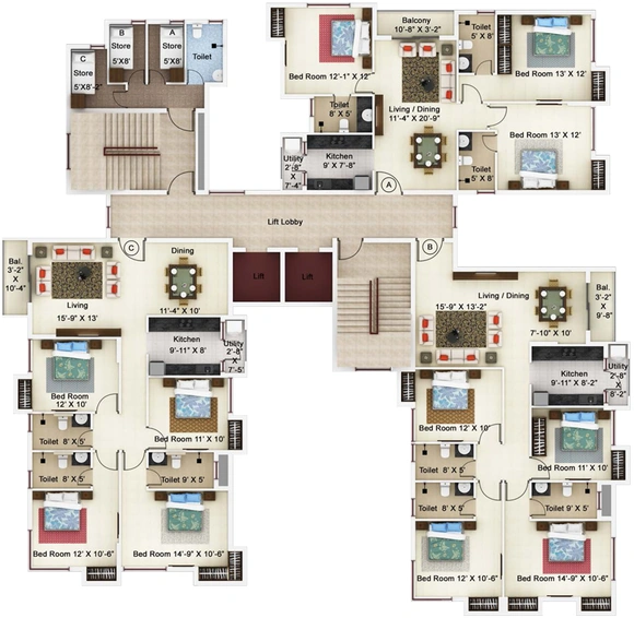 Floor Plan of Ideal Paradiso in New Alipore, Kolkata - Image 166924