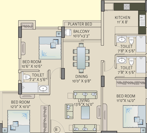 3 BHK Flat in Saltee Splendora in Rajarhat, Kolkata - Image 813476