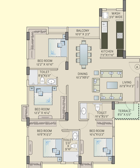 4 BHK Flat in Saltee Splendora in Rajarhat, Kolkata - Image 813478