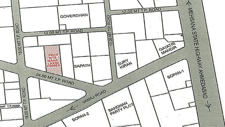 Location of Dhiral Mahalaxmi Homes in Kalol, Gandhinagar - Image 160325