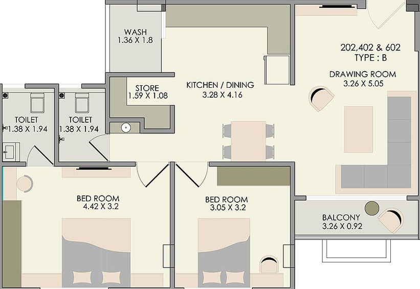 2 BHK Flat in Bhoomi Maruti Icon in Vavol, Gandhinagar - Image 813596