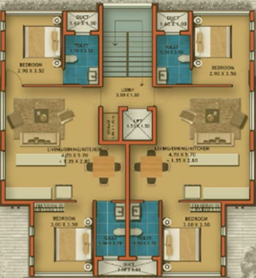 Floor Plan of Golden Valley Side Apartments in Chandor, Goa - Image 160753