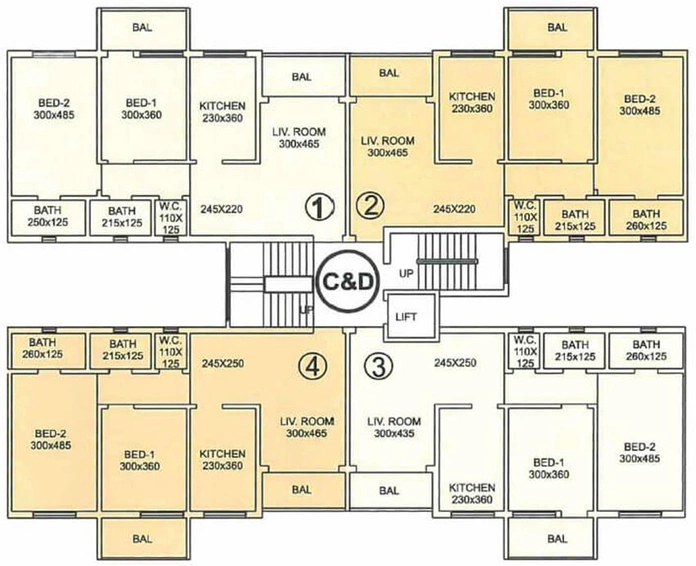 Floor Plan of Scholar Chamunda Residency in Caranzalem, Goa - Image 161209