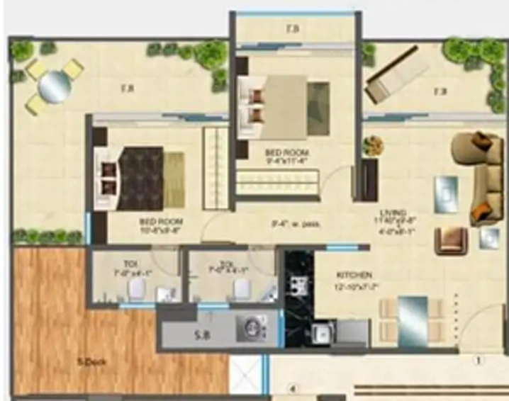 2 BHK Flat in Town Ashtha Serene in Goregaon East, Mumbai - Image 813966