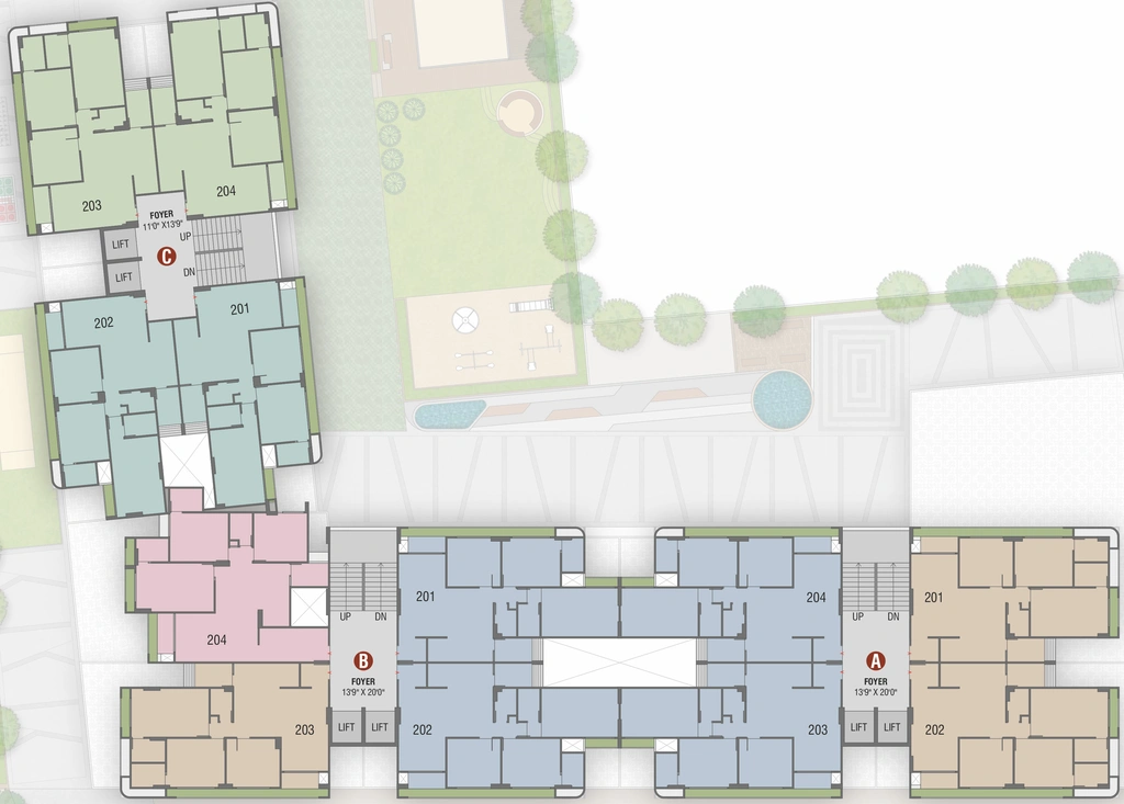 Floor Plan of MBA Om Elegance in Pethapur, Gandhinagar - Image 311440