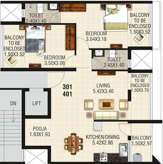 2 BHK Flat in Supreme Colo Tower in Margao, Goa - Image 813974