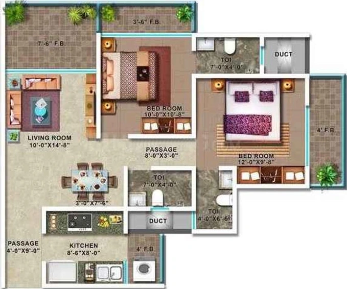 2 BHK Flat in Shanti The Cennet in Dombivli, Thane - Image 815848