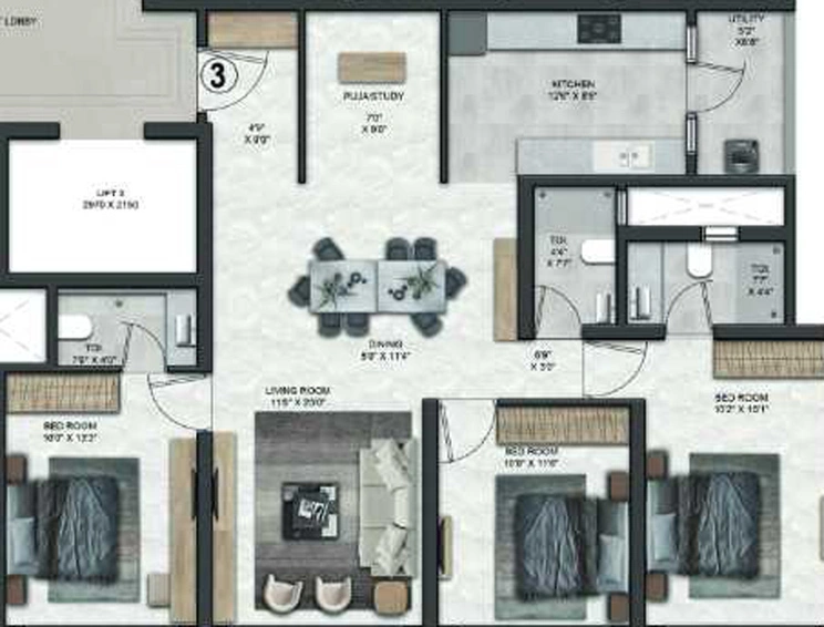 3 BHK Flat in Dream Arihant Niwara Sky in Sion West, Mumbai - Image 814082