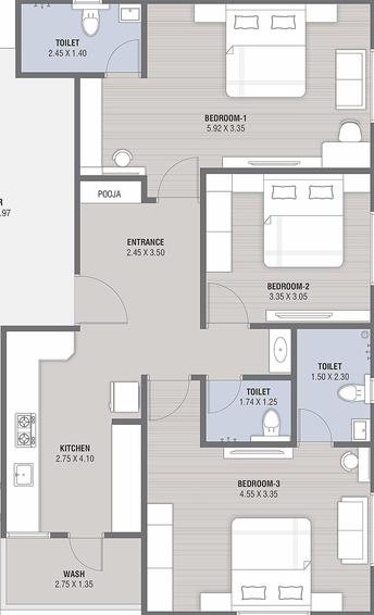 3 BHK Flat in Darsh Raj Panchamrut 2 in Sector 26, Gandhinagar - Image 814090