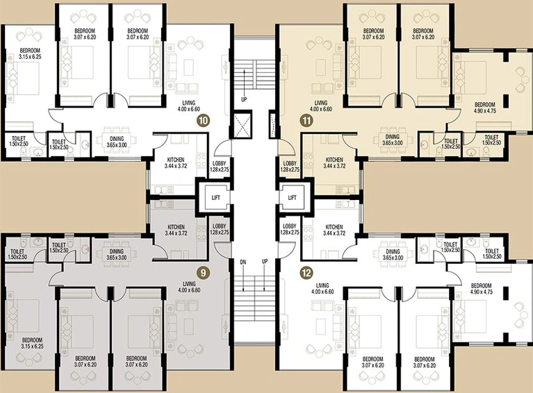 Floor Plan of Kamat Riviera in Caranzalem, Goa - Image 162275