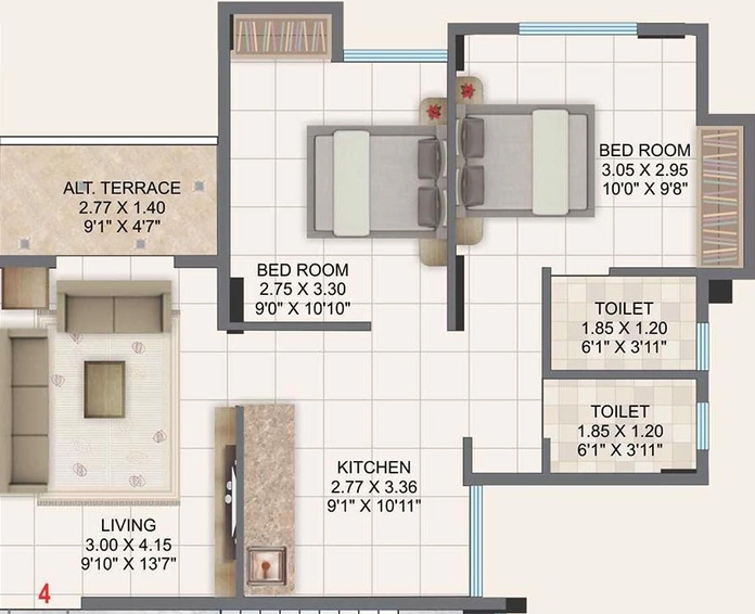 2 BHK Flat in Roongta Shree Tirumala Hari Niwas in Gangapur Road, Nashik - Image 814139