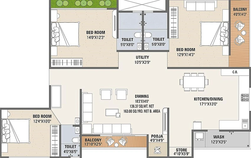 3 BHK Flat in Prestige Raghav Residency in Dahegam, Gandhinagar - Image 814240